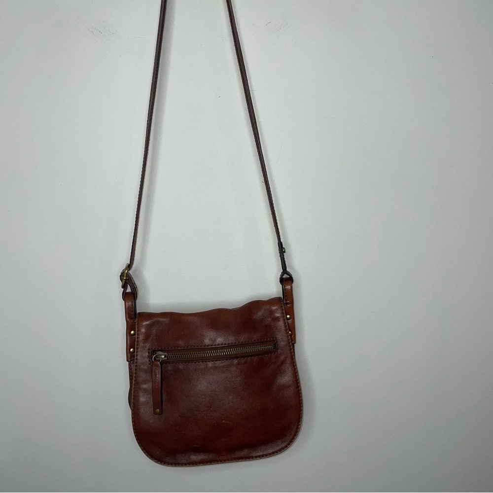 Fossil Brown Leather Messenger Crossbody Flap Saddle Bag - Picture 8 of 14